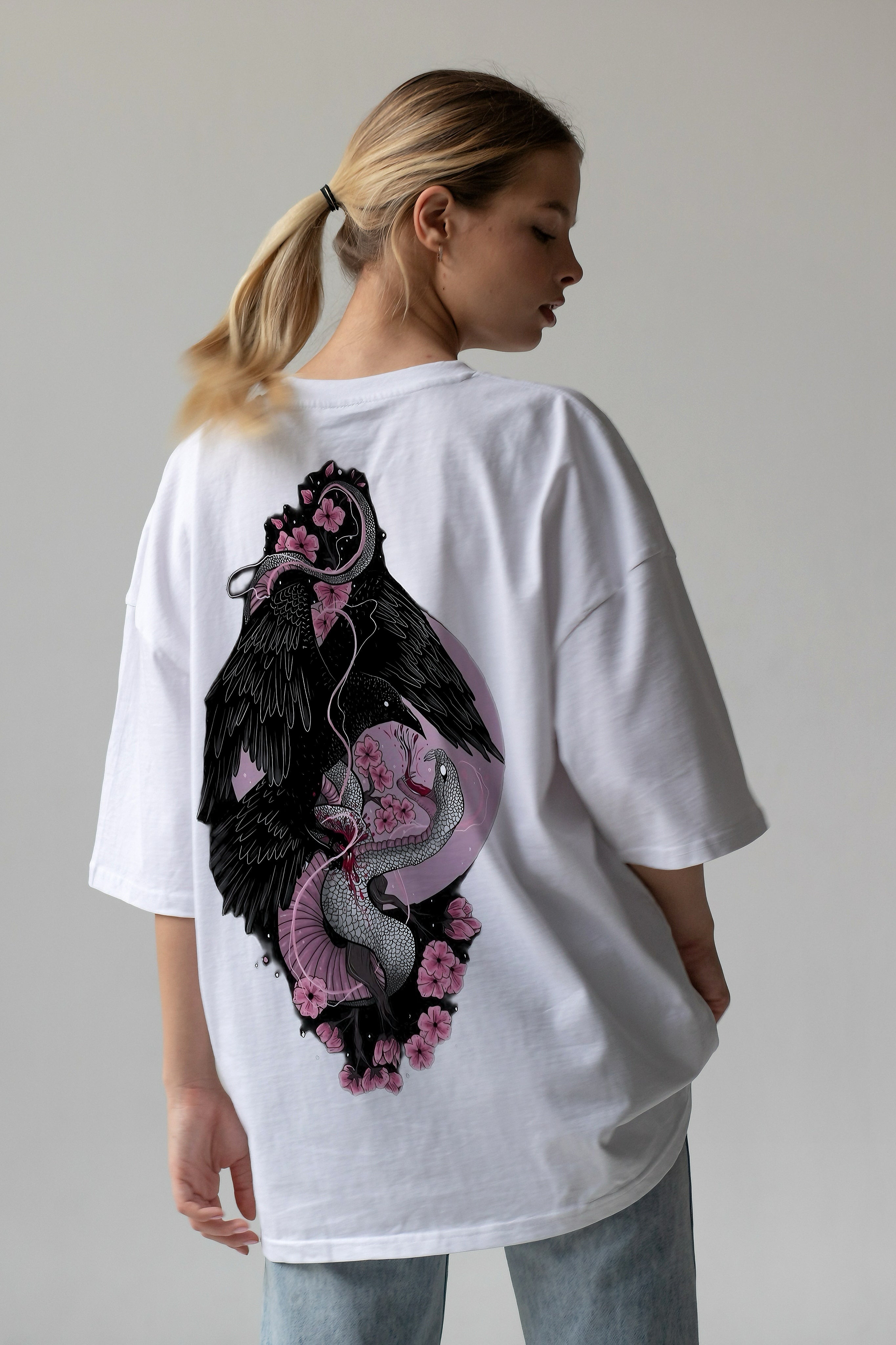 TXT OVERSIZED T SHIRT CROW X SNAKE STREET STYLE