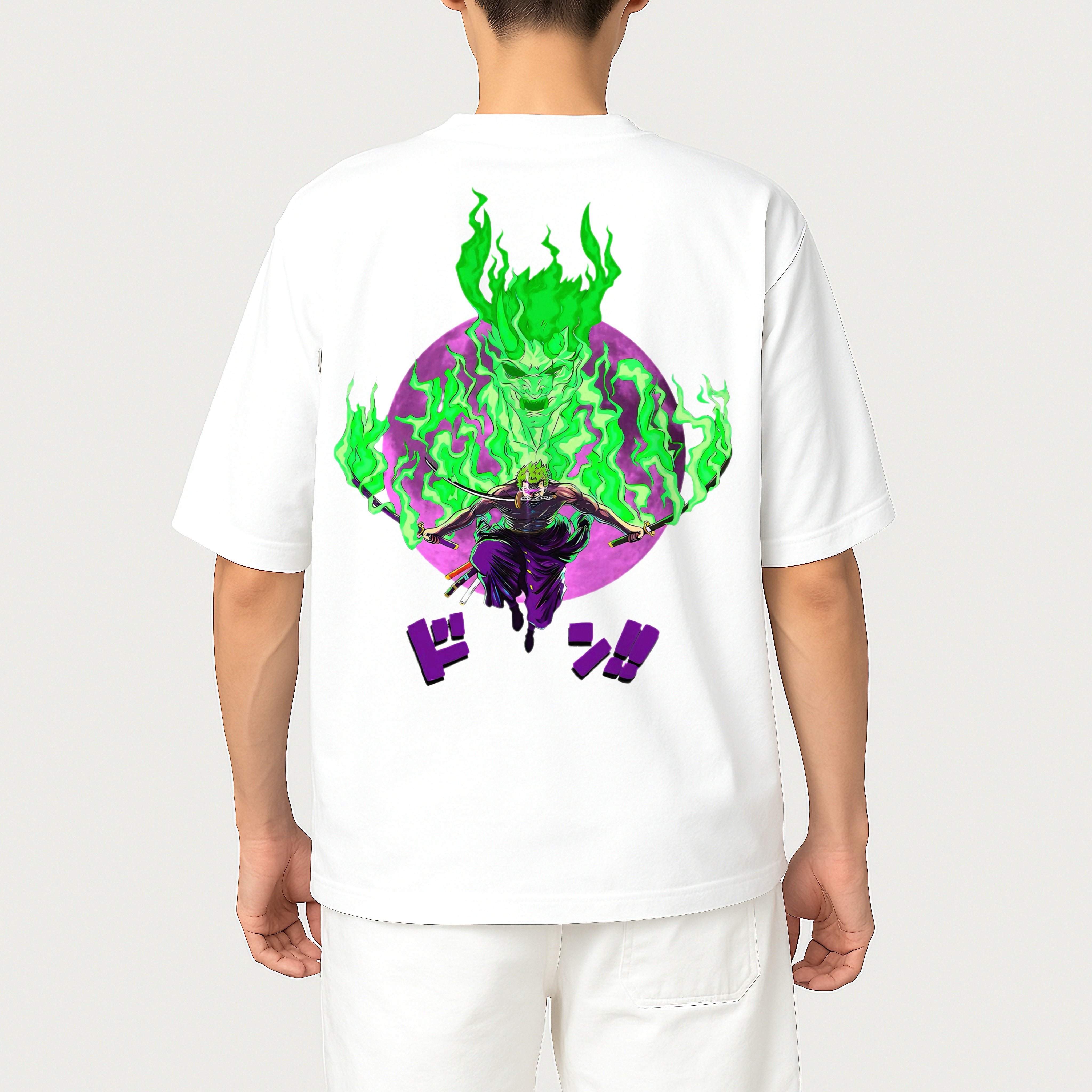 RORANOA ZORO LAND OF WANO OVERSIZED WHITE T SHIRT