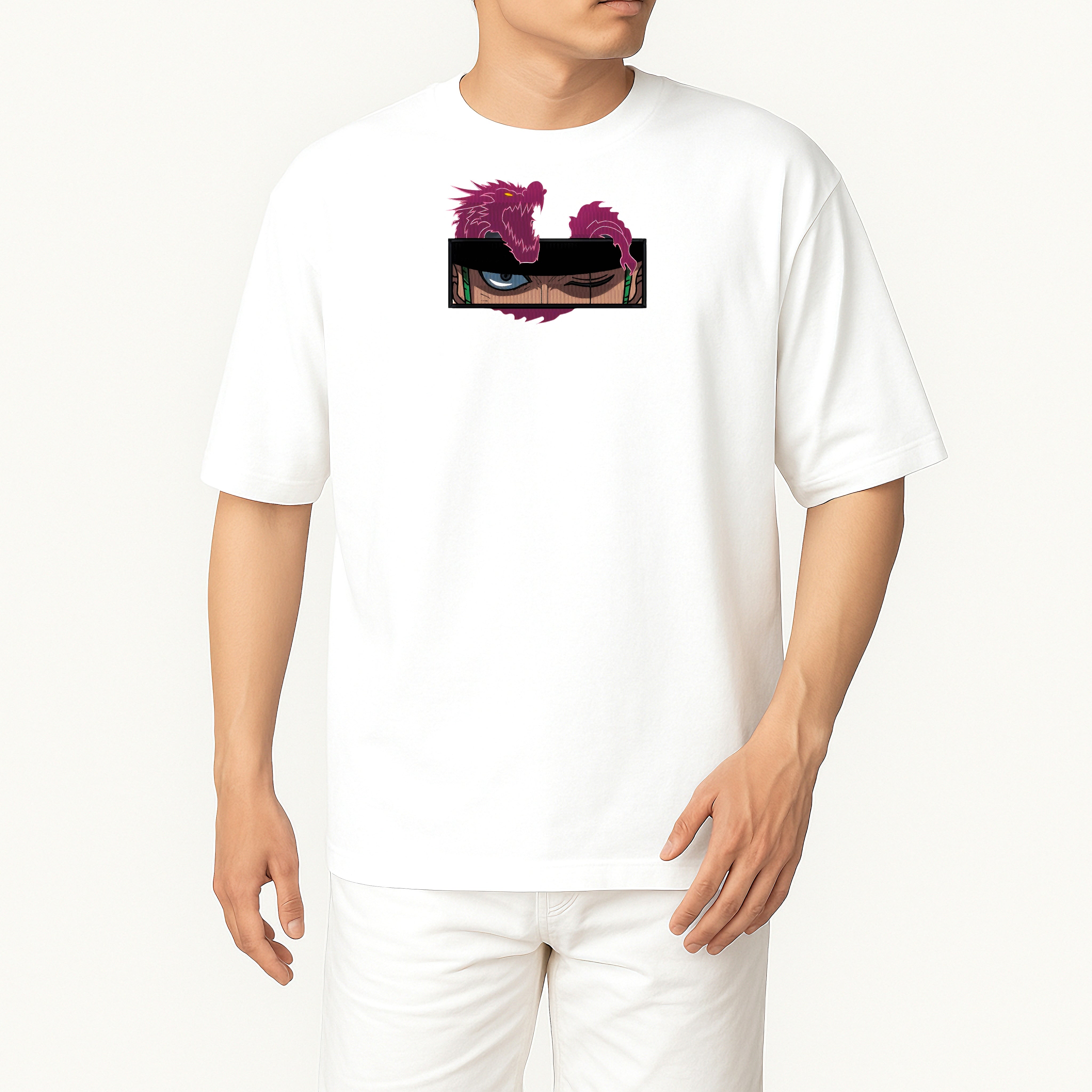 RORANOA ZORO LAND OF WANO OVERSIZED WHITE T SHIRT