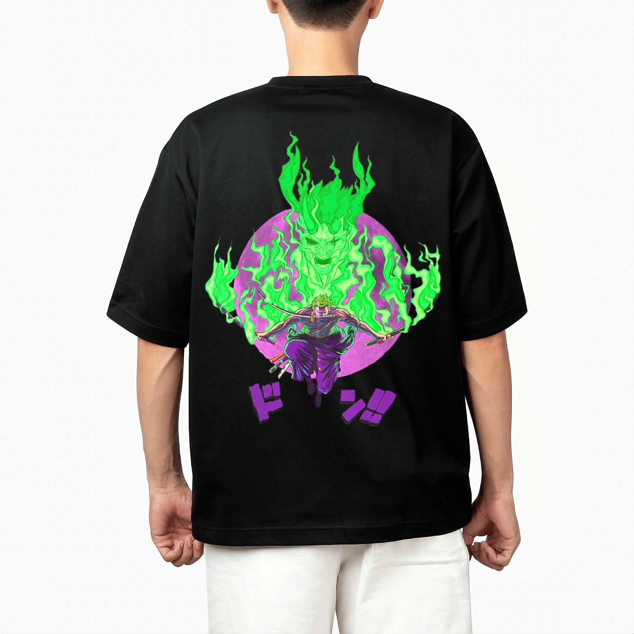 RORANOA ZORO LAND OF WANO OVERSIZED WHITE T SHIRT