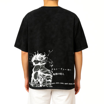 OVERSIZED T SHIRT ACID WASH FOUNDING TITAN EREN YEAGER