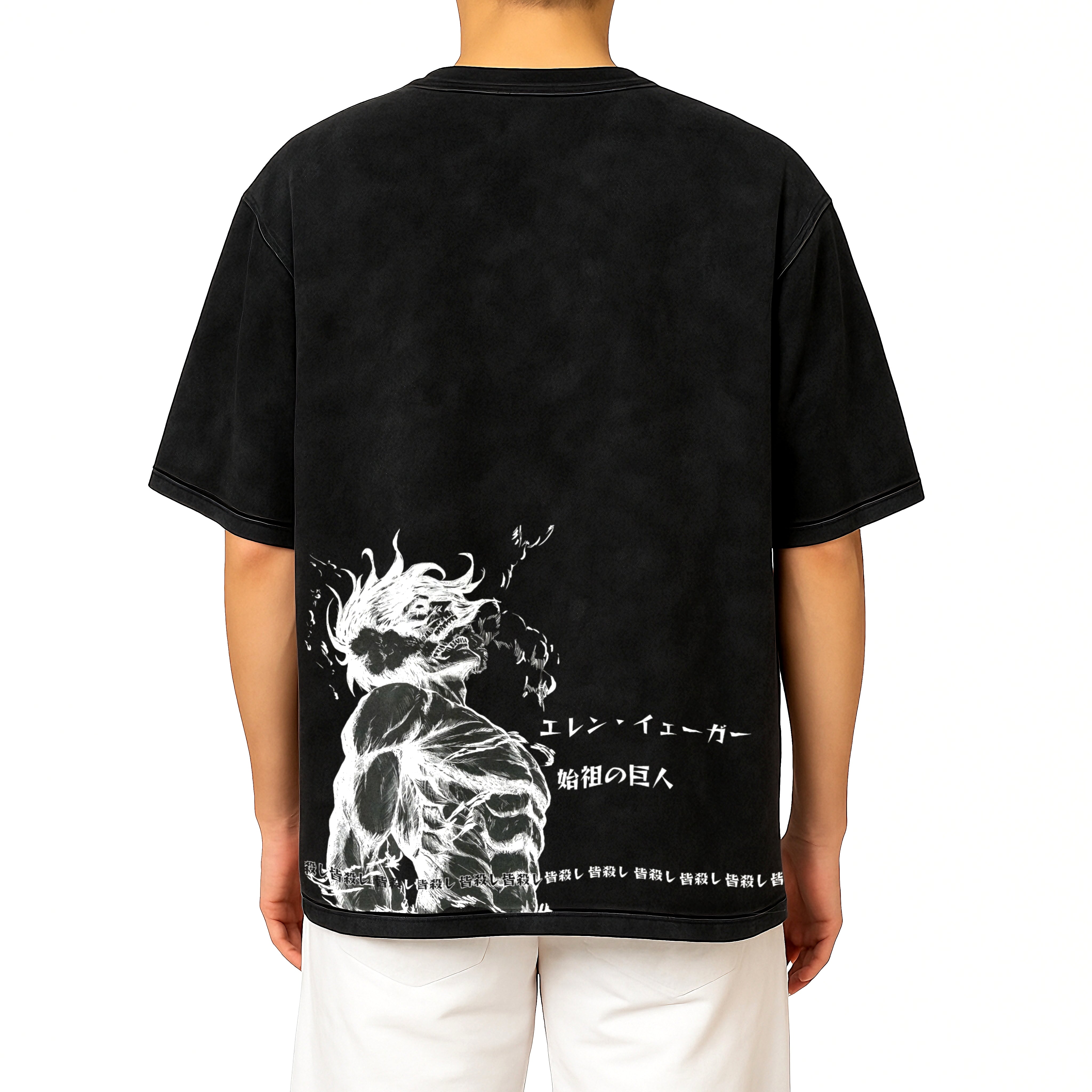 OVERSIZED T SHIRT ACID WASH FOUNDING TITAN EREN YEAGER